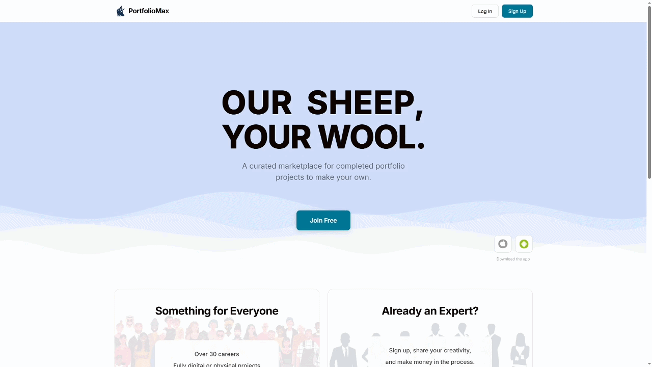 PortfolioMax website screenshot