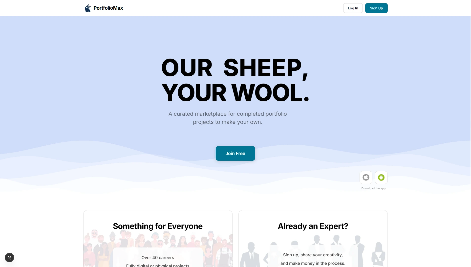 PortfolioMax website screenshot