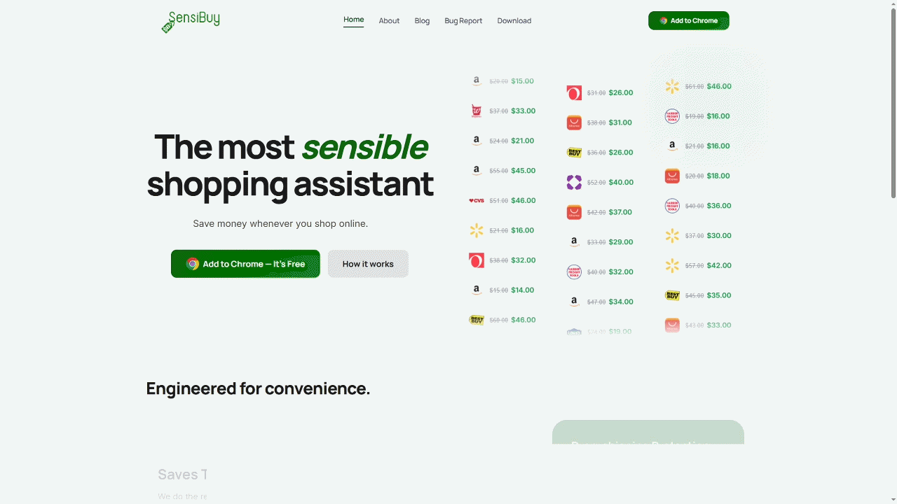 SensiBuy website screenshot